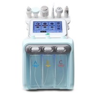 Deep cleaning 6 in 1 ultrasonic skin scrubber oxygen spray water hydra dermabrasion machine vacuum blackhead removal for beauty